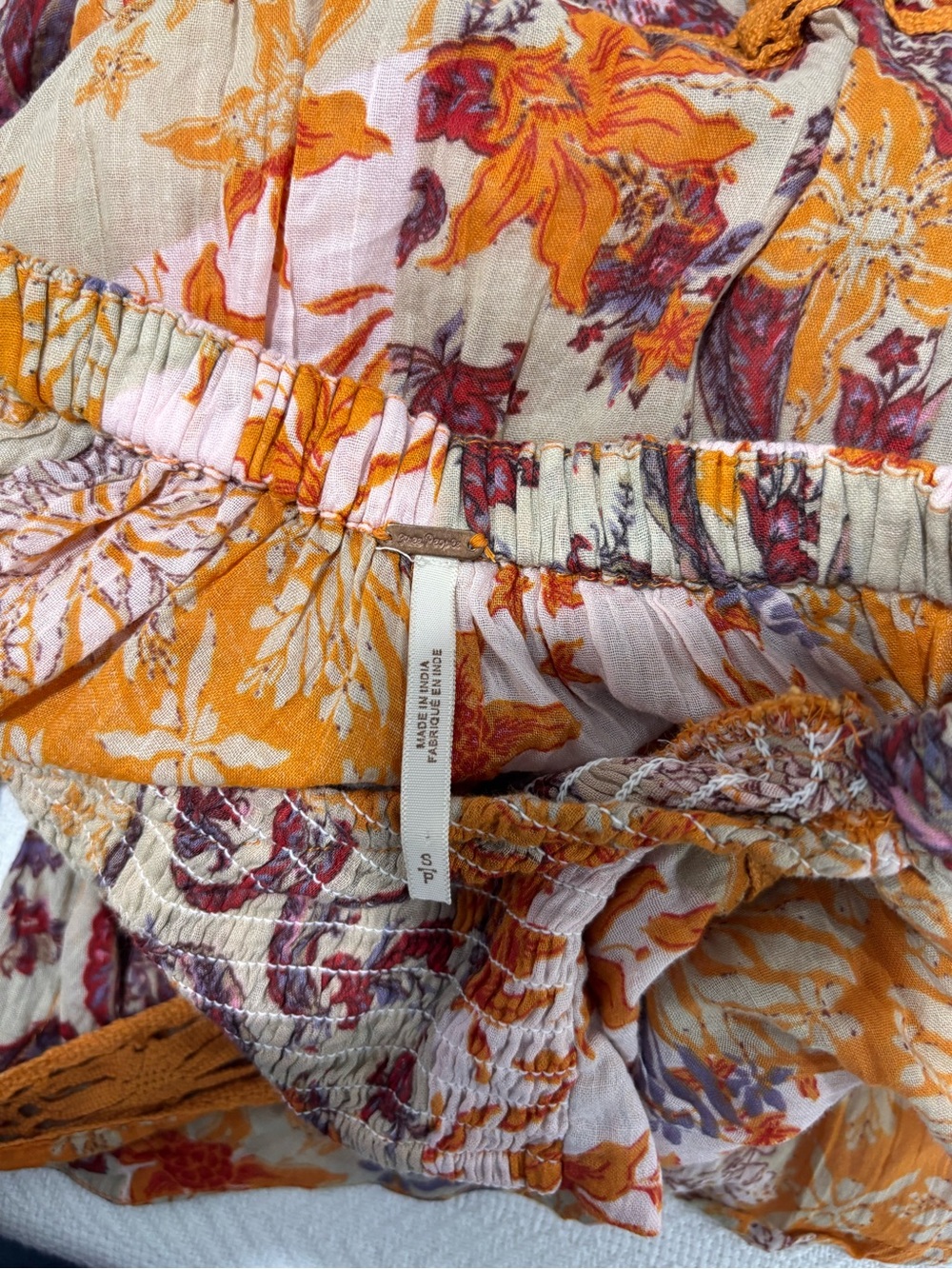 ⚪️Free People Orange Floral Tie-Front Romper - Picture 11 of 15